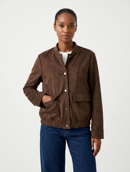 SUEDE-EFFECT BOMBER JACKET