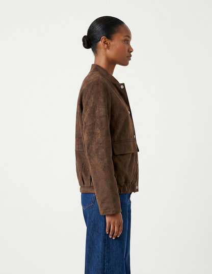 SUEDE-EFFECT BOMBER JACKET