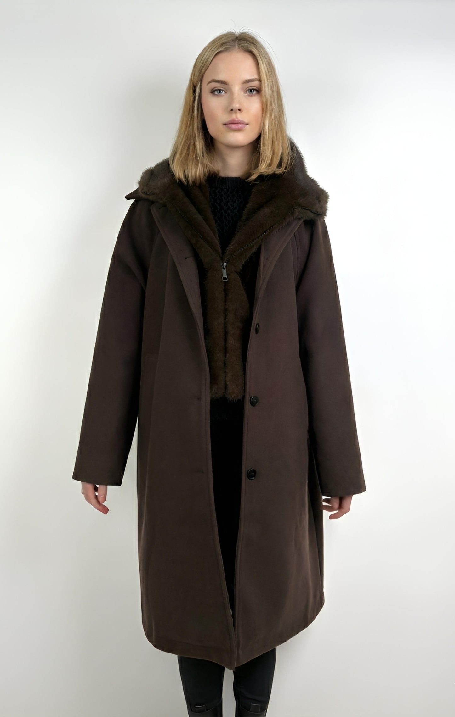 MANTEAU 2 PIÈCES AVEC FAUSSE FOURRURE