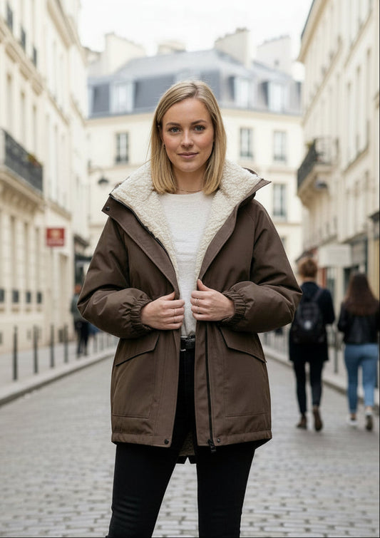 PARKA WITH FAUX SHEEPFUR LINING