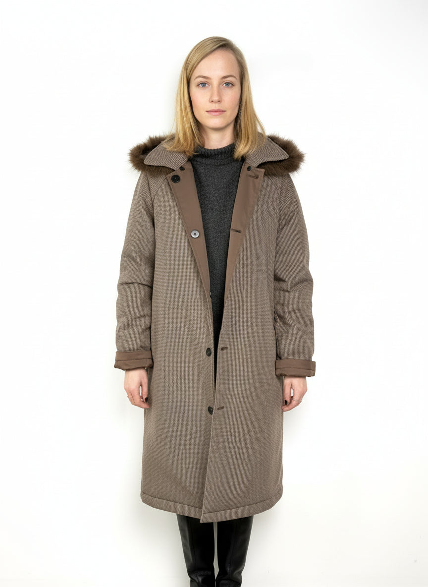 MANTEAUX REVERSIBLE AVEC COL AMOVIBLE EN FAUSSE FOURRURE