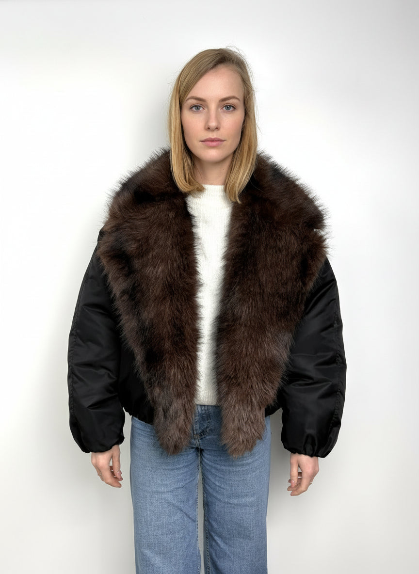 BLOUSON AVEC COL EN FAUSSE FOURRURE