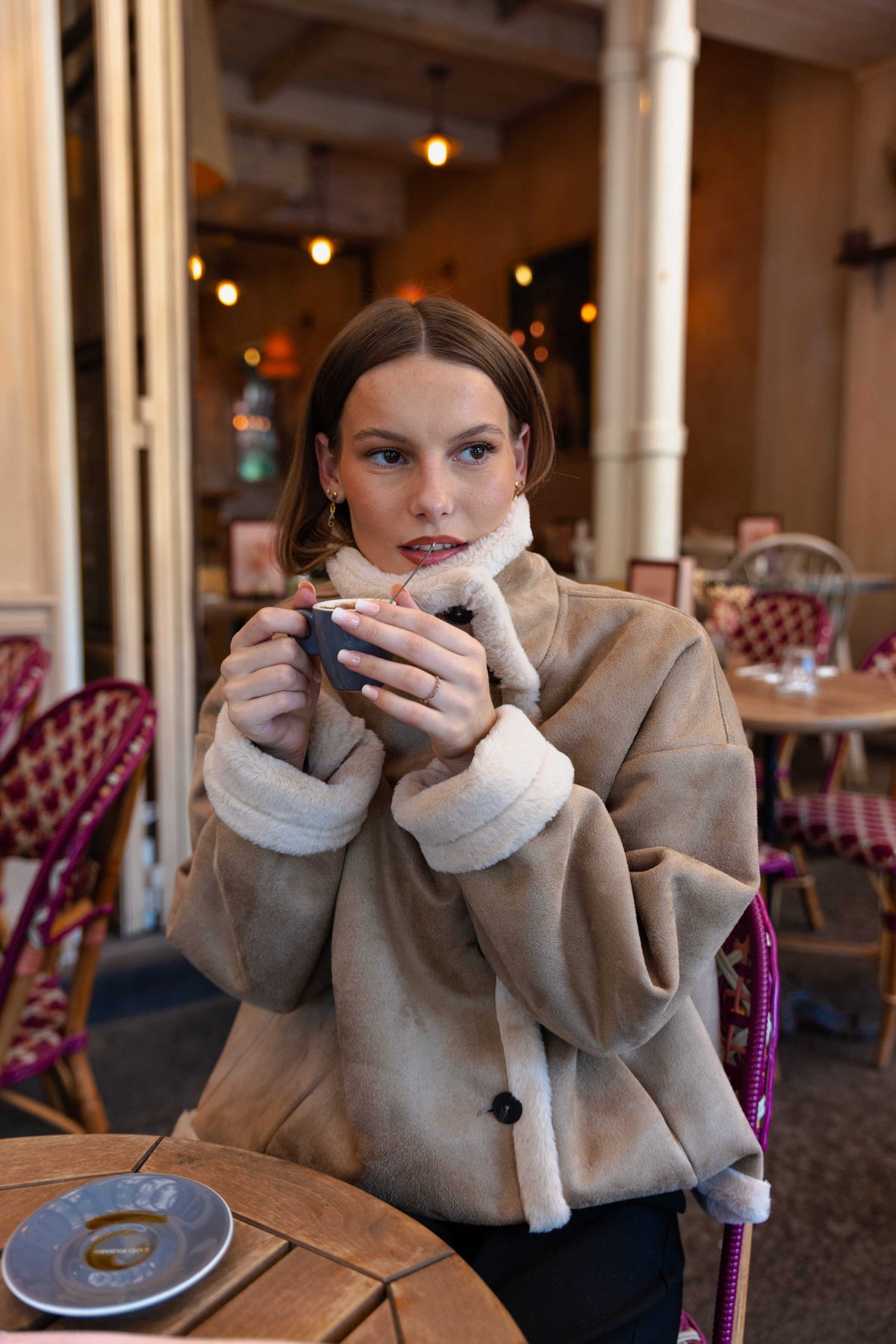 MANTEAU COURT EFFET DAIM DOUBLE FACE - K-ZELL PARIS