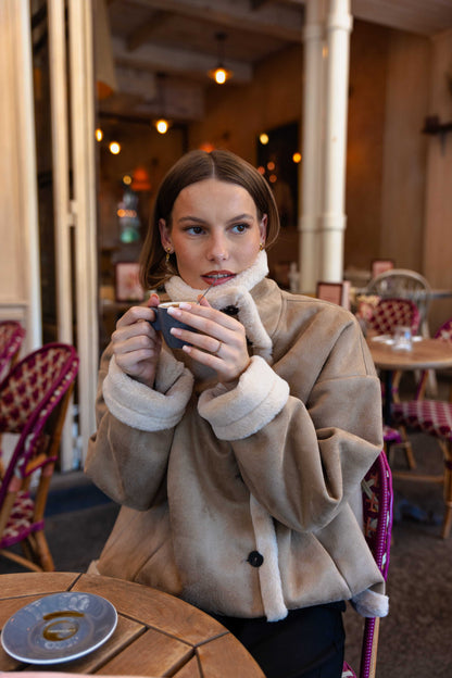MANTEAU COURT EFFET DAIM DOUBLE FACE - K-ZELL PARIS