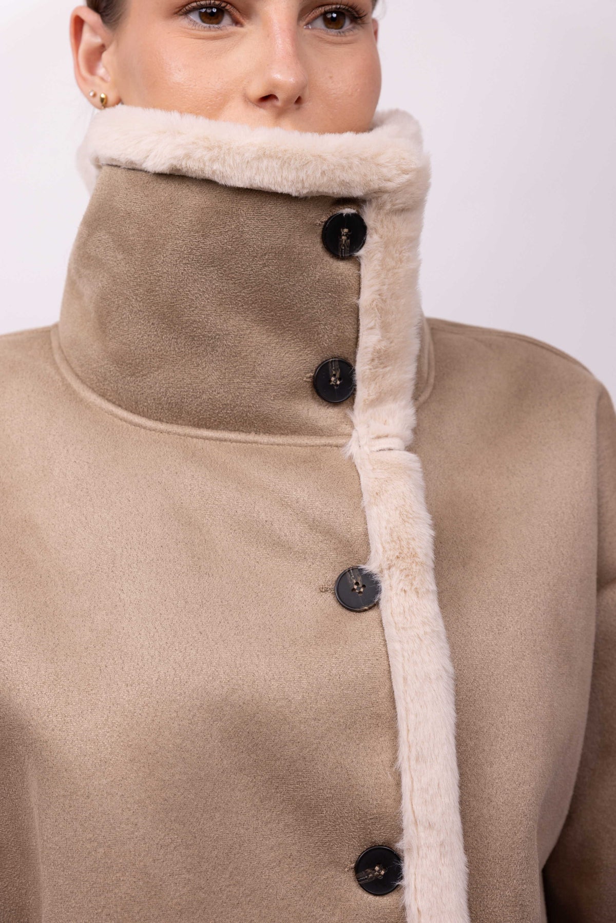 MANTEAU COURT EFFET DAIM DOUBLE FACE - K-ZELL PARIS