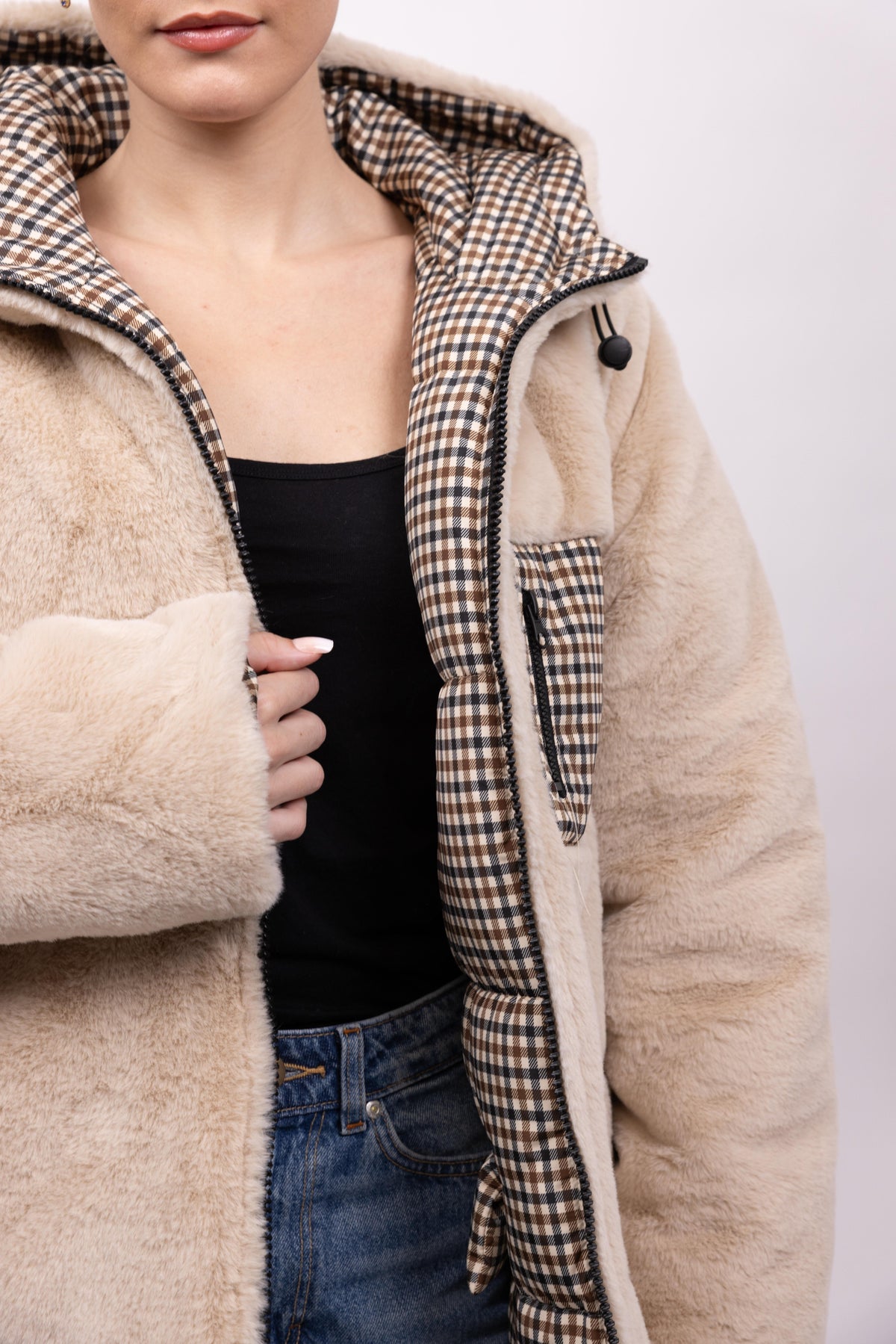 DOUDOUNE REVERSIBLE EN FAUSSE FOURRURE - K-ZELL PARIS