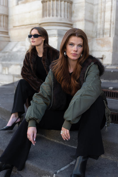 BLOUSON À CAPUCHE EN FAUSSE FOURRURE - K-ZELL PARIS