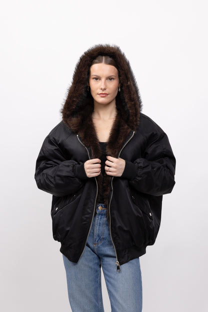 FAUX FUR HOODED JACKET