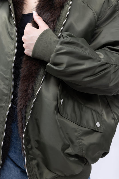 BLOUSON À CAPUCHE EN FAUSSE FOURRURE - K-ZELL PARIS