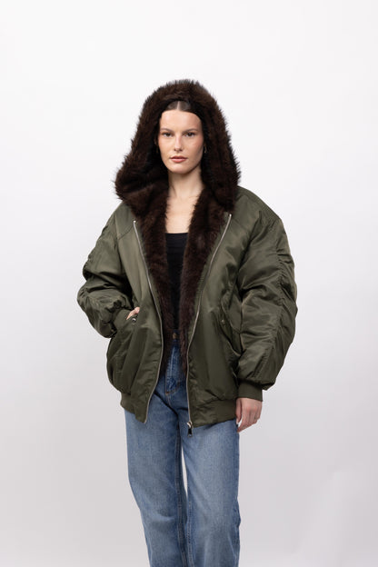 BLOUSON À CAPUCHE EN FAUSSE FOURRURE - K-ZELL PARIS