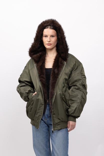 FAUX FUR HOODED JACKET