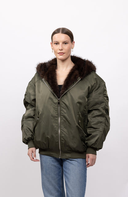 BLOUSON À CAPUCHE EN FAUSSE FOURRURE - K-ZELL PARIS