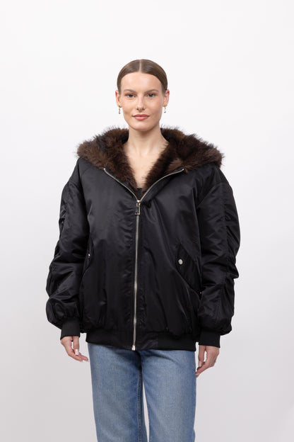 FAUX FUR HOODED JACKET