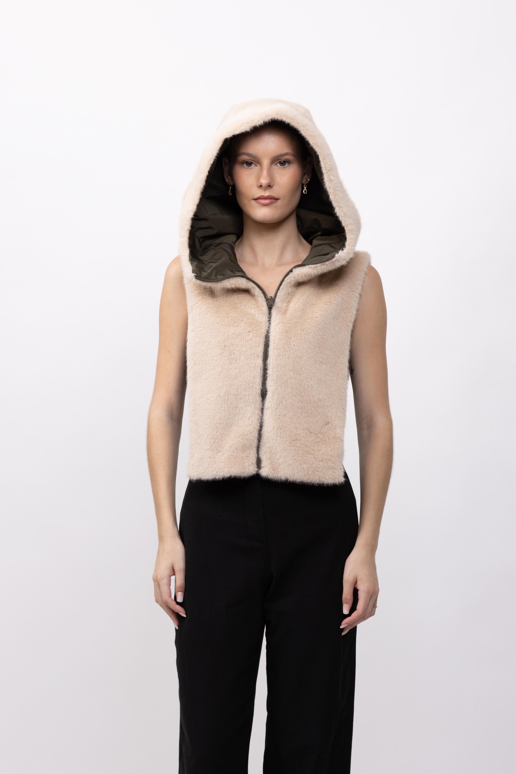 CAPUCHE DOUDOUNE REVERSIBLE FAUSSE FOURRURE - K-ZELL PARIS