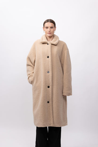 MANTEAU LONG EN FAUSSE FOURRURE MOUTON - K-ZELL PARIS