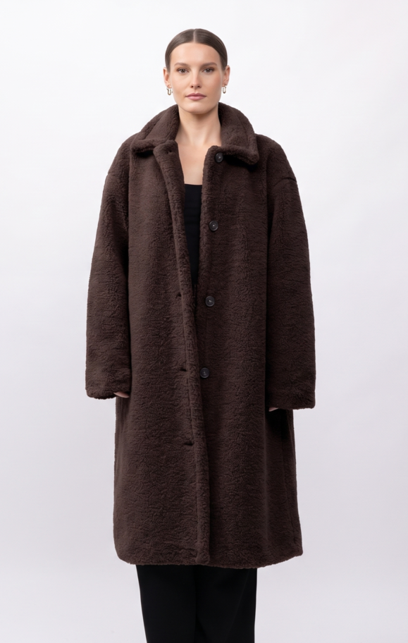 MANTEAU LONG EN FAUSSE FOURRURE MOUTON - K-ZELL PARIS
