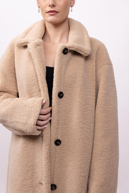 MANTEAU LONG EN FAUSSE FOURRURE MOUTON - K-ZELL PARIS