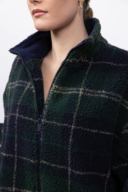 GILET EFFET MOUTON À CARREAUX