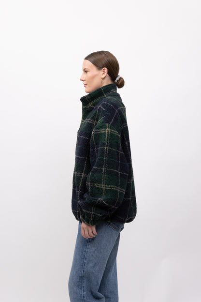 GILET EFFET MOUTON À CARREAUX