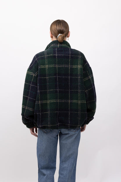 GILET EFFET MOUTON À CARREAUX