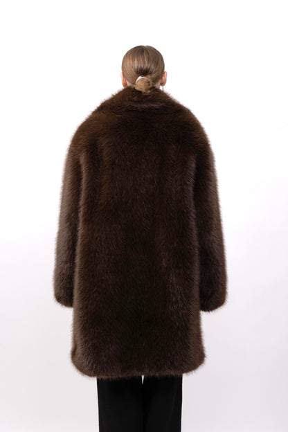 MANTEAU MI-LONG EN FAUSSE FOURRURE EFFET RENARD