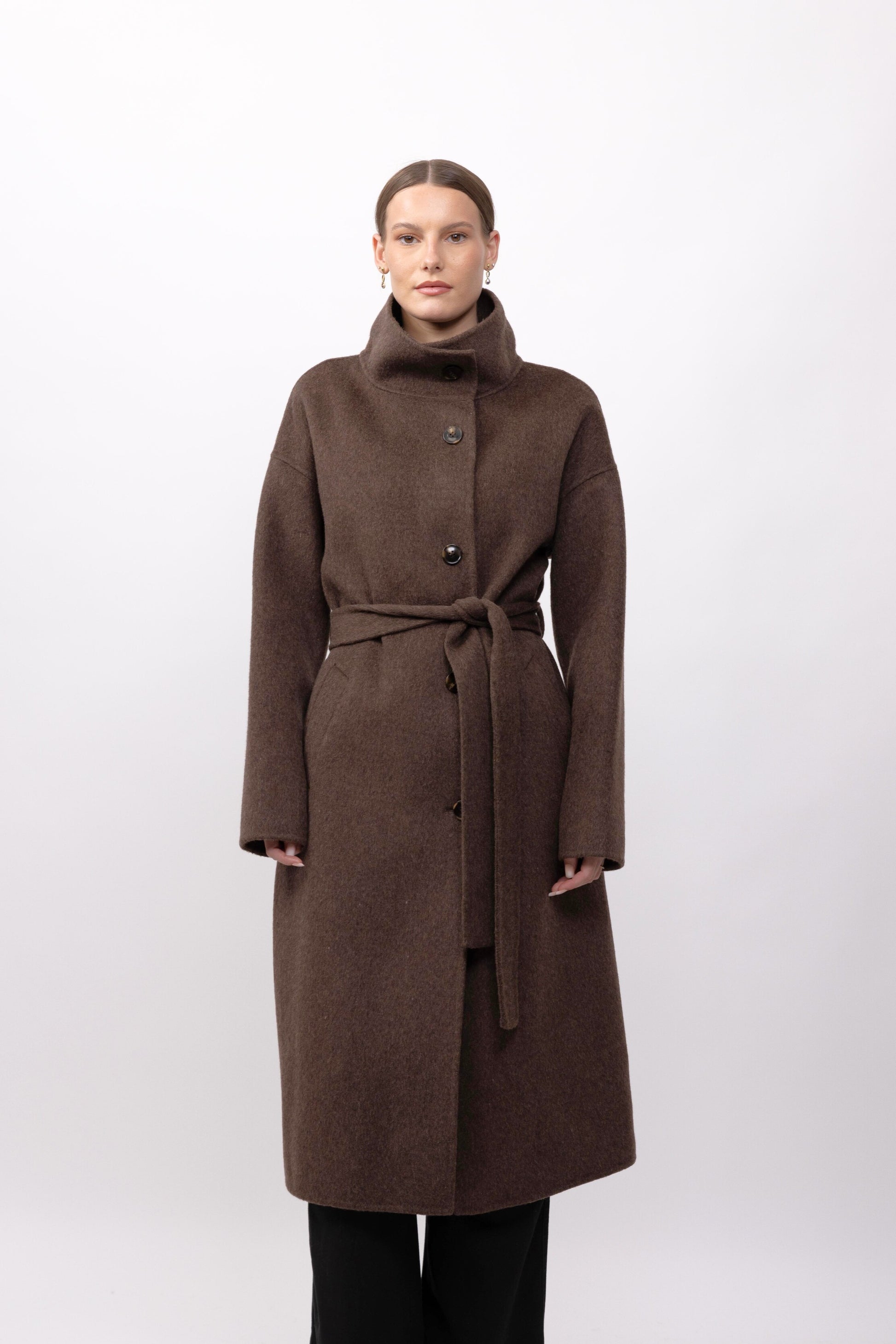 MANTEAU LAINE À COL MONTANT - FAIT MAIN - K-ZELL PARIS
