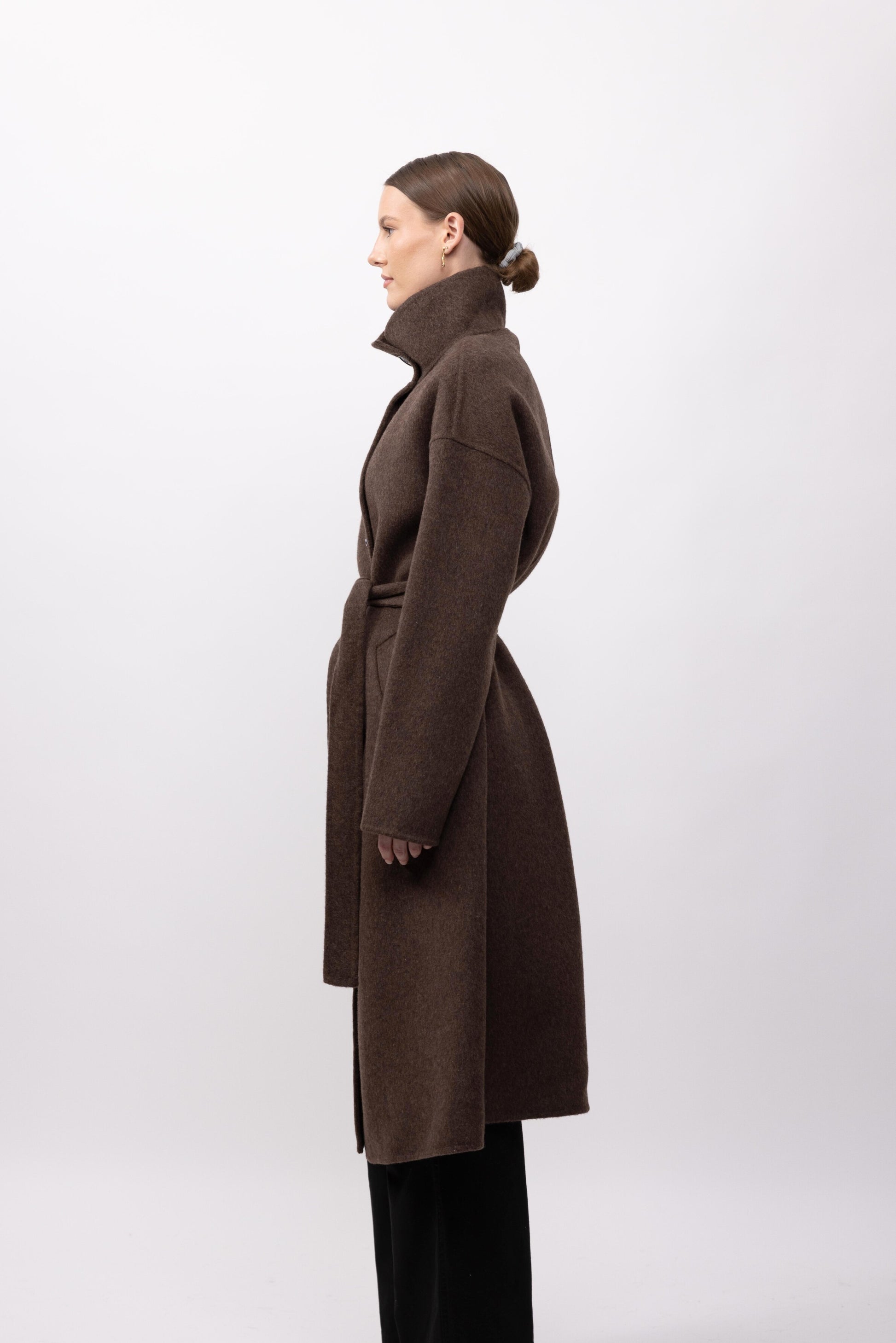 MANTEAU LAINE À COL MONTANT - FAIT MAIN - K-ZELL PARIS