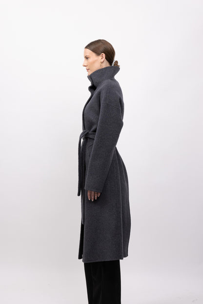 MANTEAU LAINE À COL MONTANT - FAIT MAIN - K-ZELL PARIS
