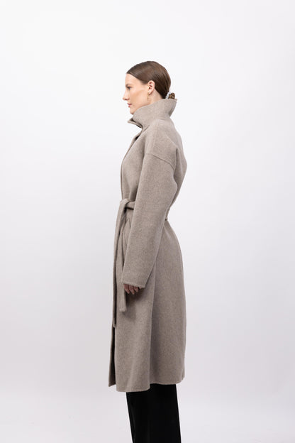 MANTEAU LAINE À COL MONTANT - FAIT MAIN - K-ZELL PARIS