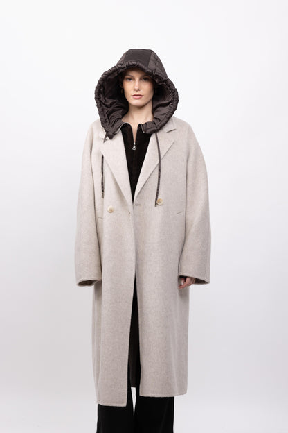 GILET FAUSSE FOURRURE À CAPUCHE CONTRASTANTE - K-ZELL PARIS