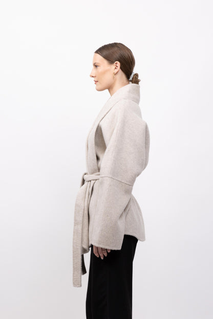 MANTEAU PEIGNOIR / KIMONO EN LAINE - FAIT MAIN - K-ZELL PARIS