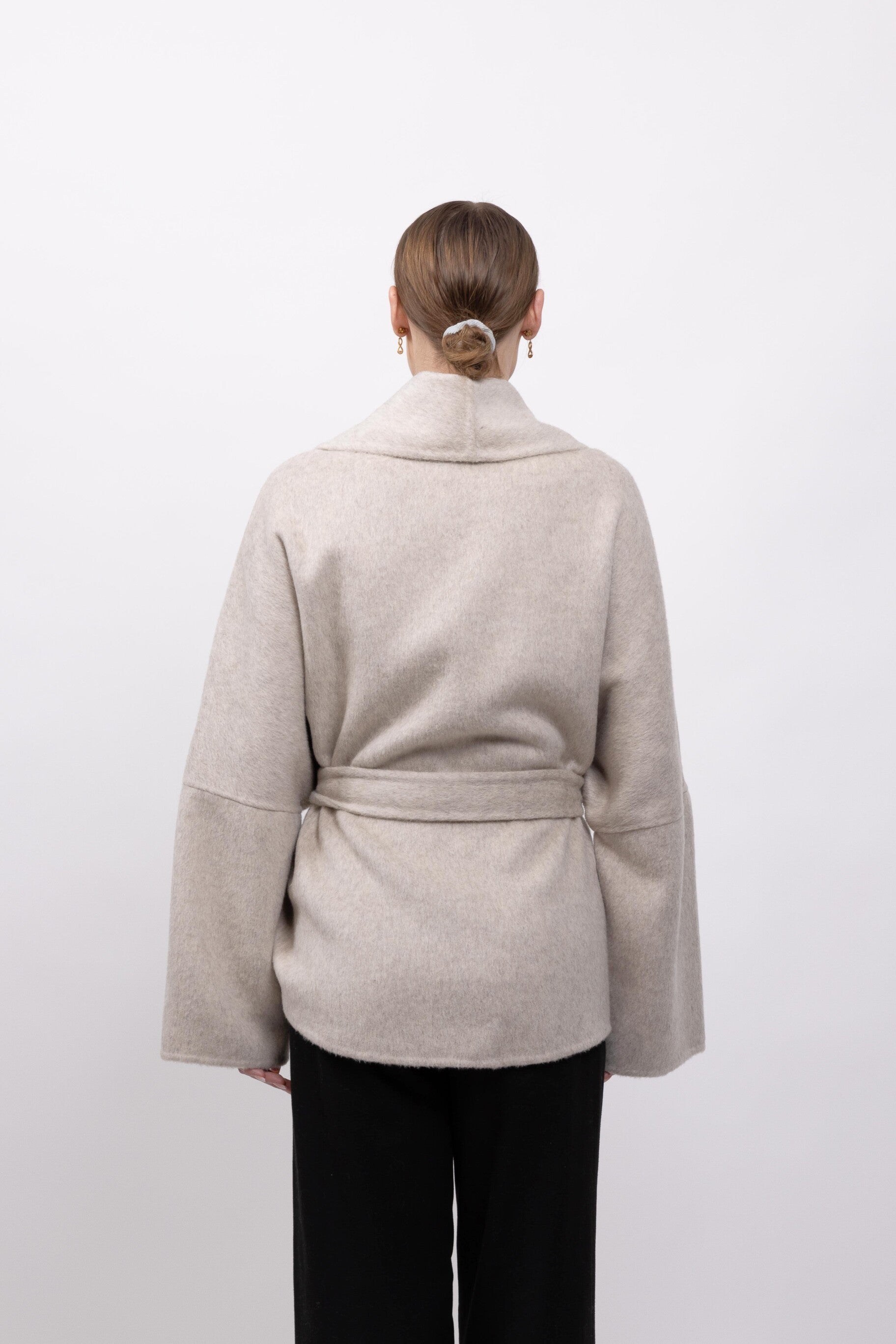 MANTEAU PEIGNOIR / KIMONO EN LAINE - FAIT MAIN - K-ZELL PARIS
