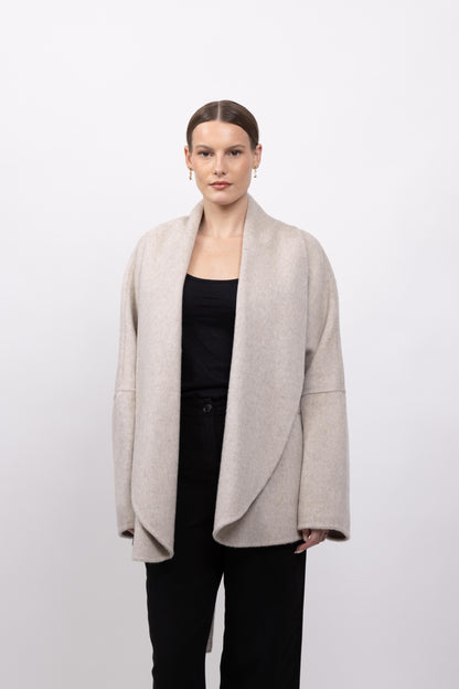 MANTEAU PEIGNOIR / KIMONO EN LAINE - FAIT MAIN - K-ZELL PARIS