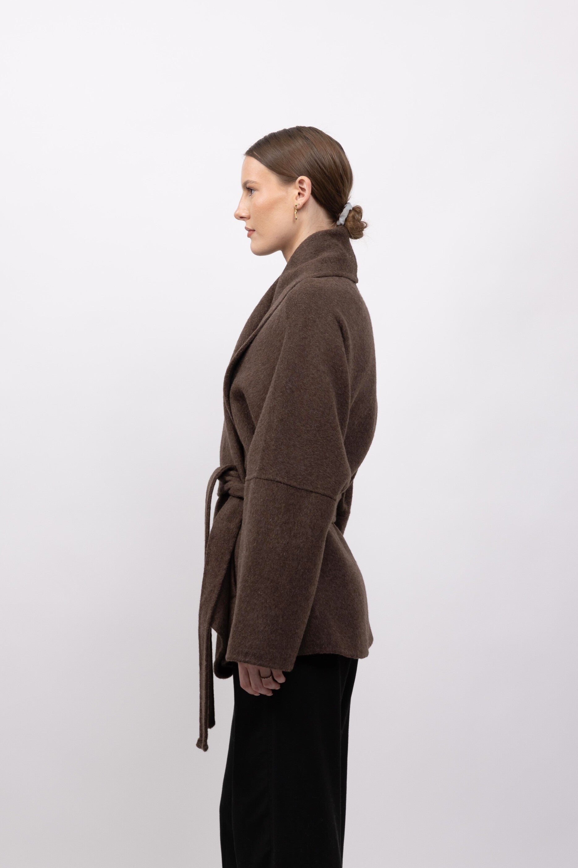 MANTEAU PEIGNOIR / KIMONO EN LAINE - FAIT MAIN - K-ZELL PARIS