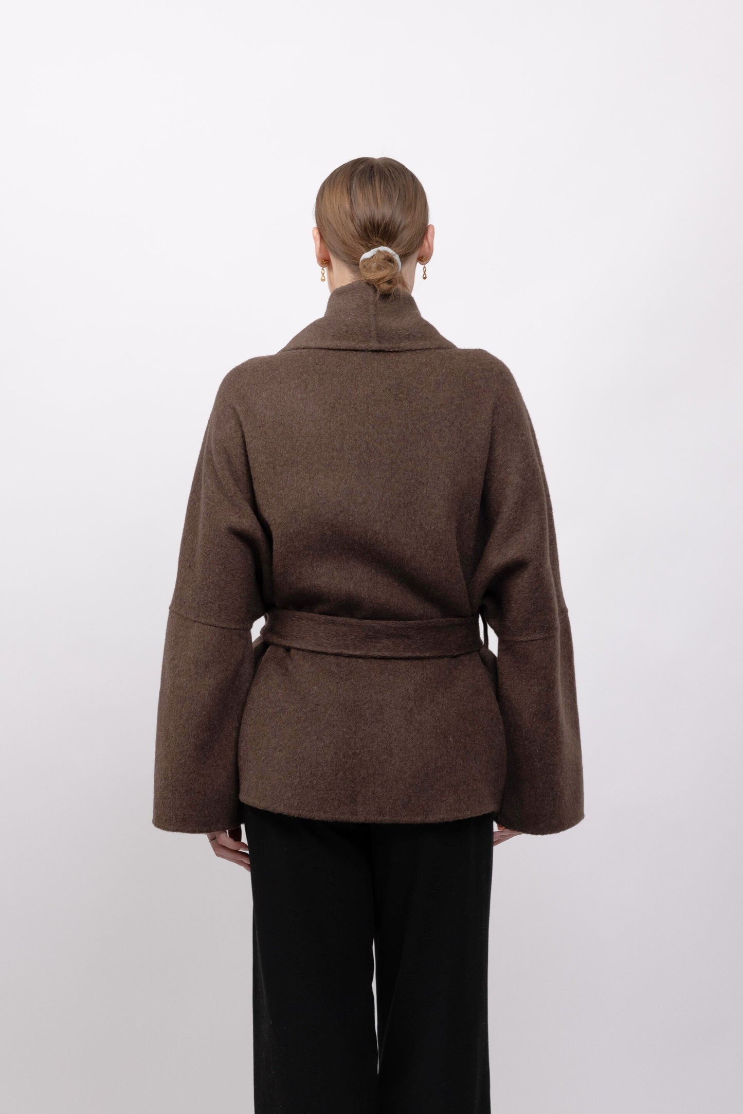 MANTEAU PEIGNOIR / KIMONO EN LAINE - FAIT MAIN - K-ZELL PARIS