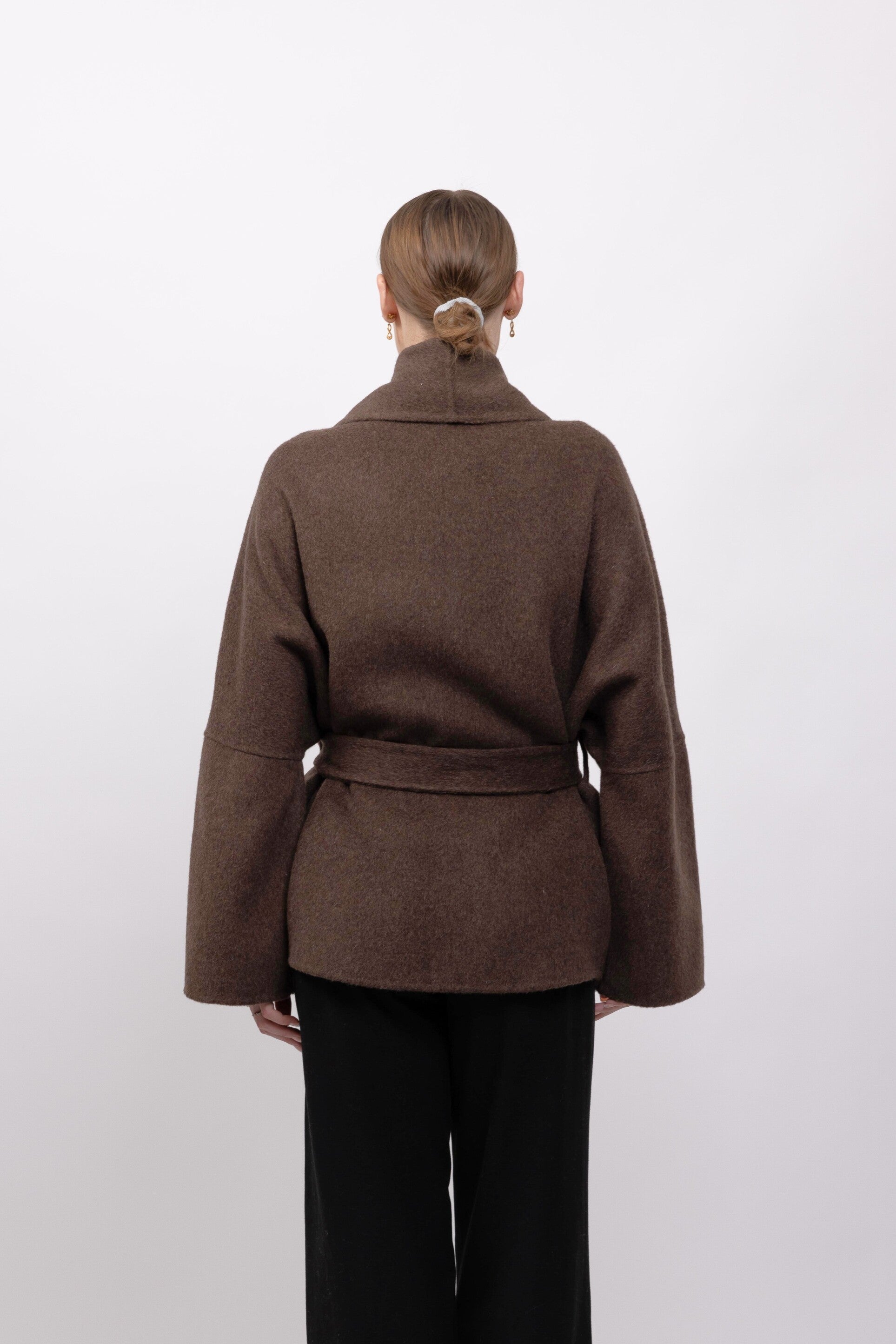 MANTEAU PEIGNOIR / KIMONO EN LAINE - FAIT MAIN - K-ZELL PARIS