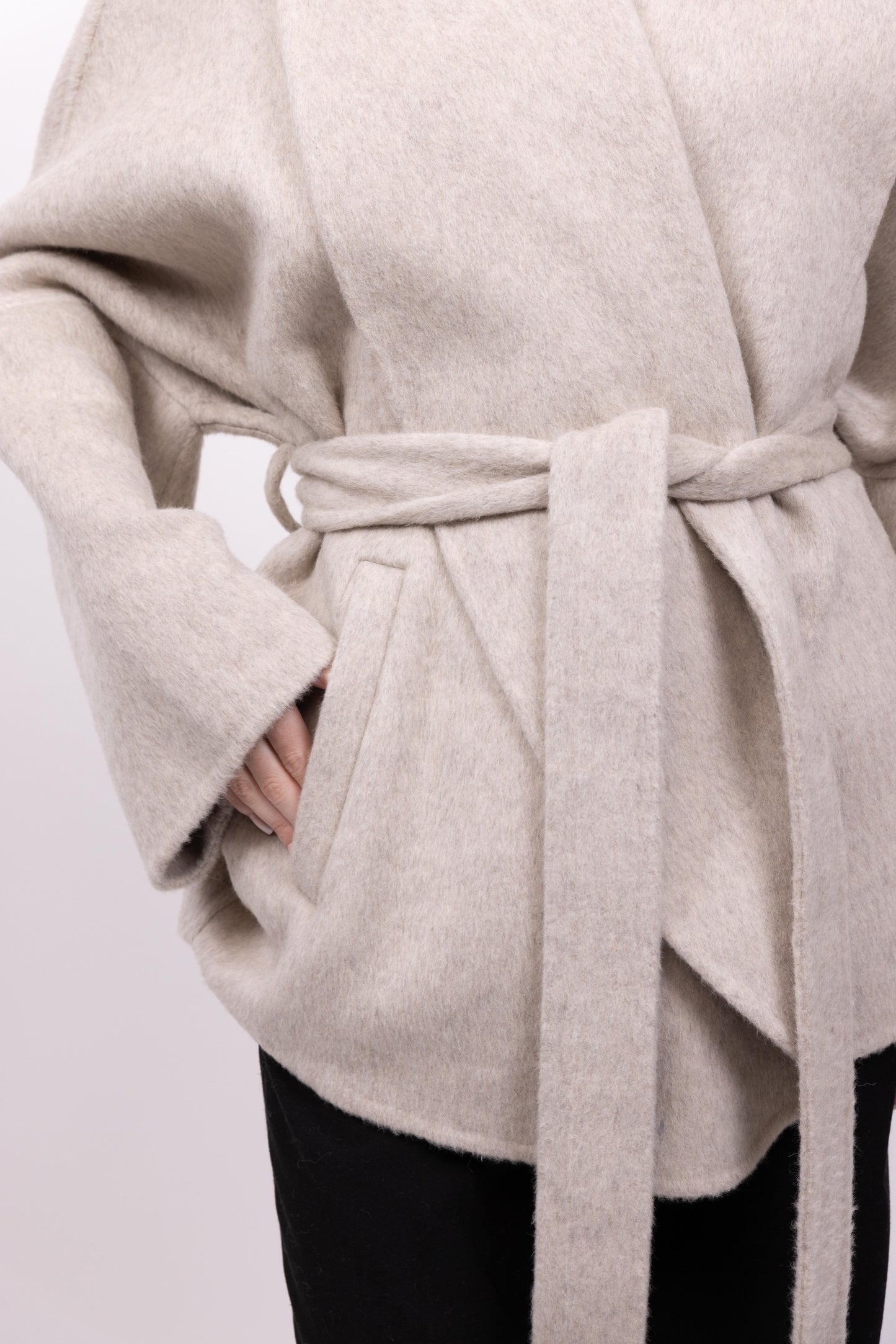MANTEAU PEIGNOIR / KIMONO EN LAINE - FAIT MAIN - K-ZELL PARIS
