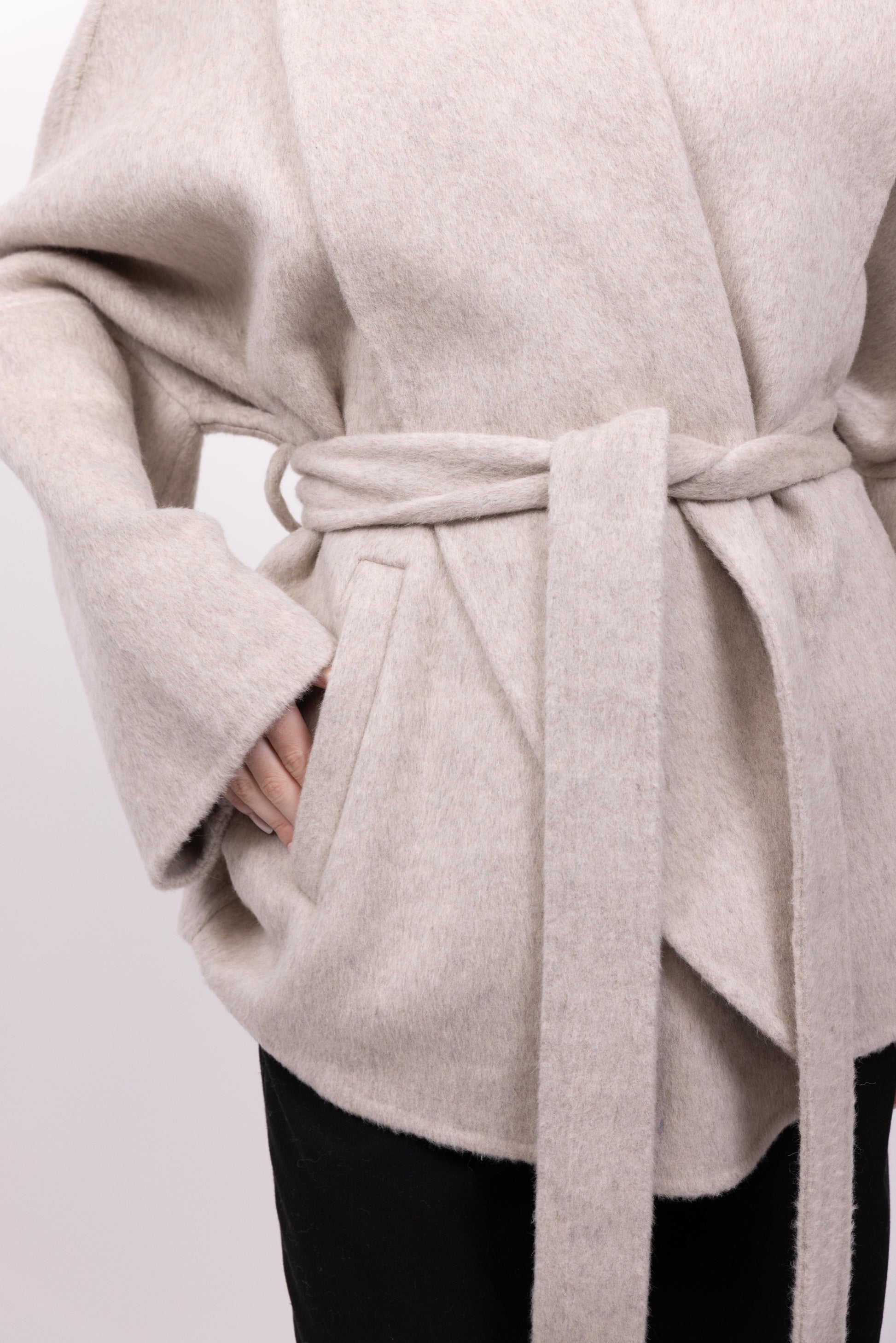 MANTEAU PEIGNOIR / KIMONO EN LAINE - FAIT MAIN - K-ZELL PARIS