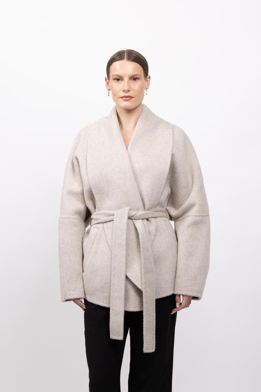 MANTEAU PEIGNOIR / KIMONO EN LAINE - FAIT MAIN - K-ZELL PARIS