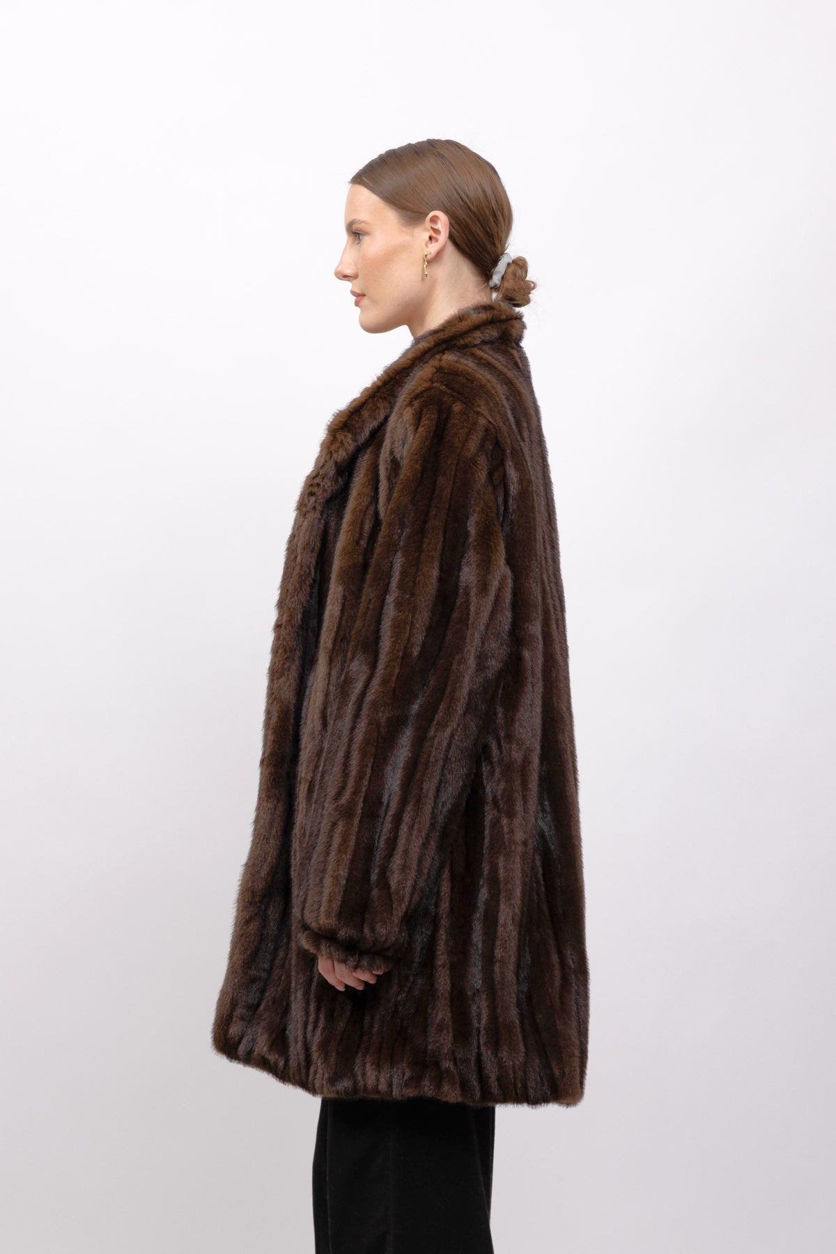 MANTEAU EN FAUSSE FOURRURE EFFET VISON