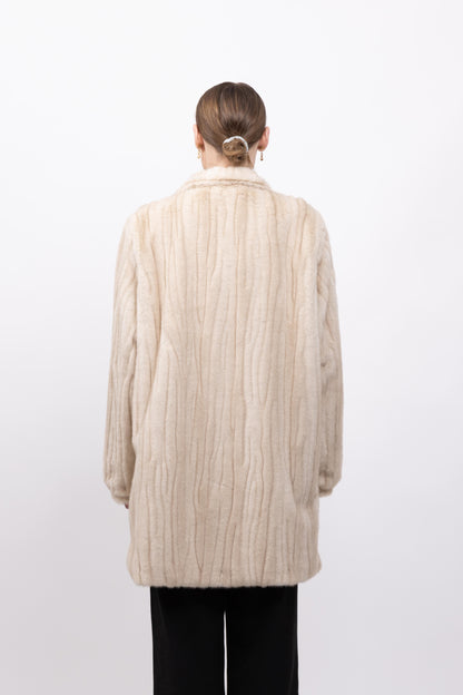 MANTEAU EN FAUSSE FOURRURE EFFET VISON