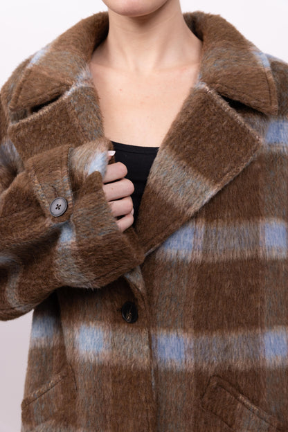 MANTEAU À CARREAUX AVEC LAINE