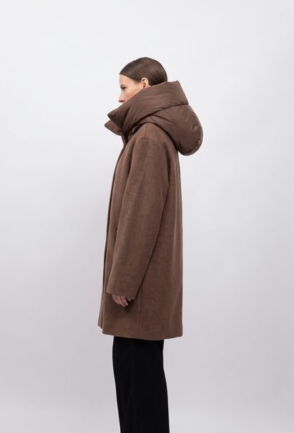 MANTEAU MI-LONG À CAPUCHE AMOVIBLE
