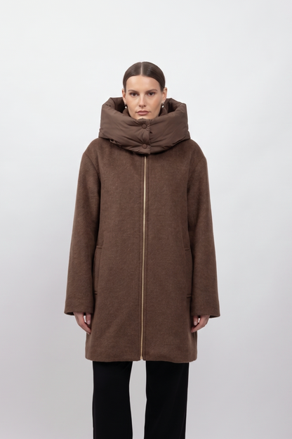 MANTEAU MI-LONG À CAPUCHE AMOVIBLE