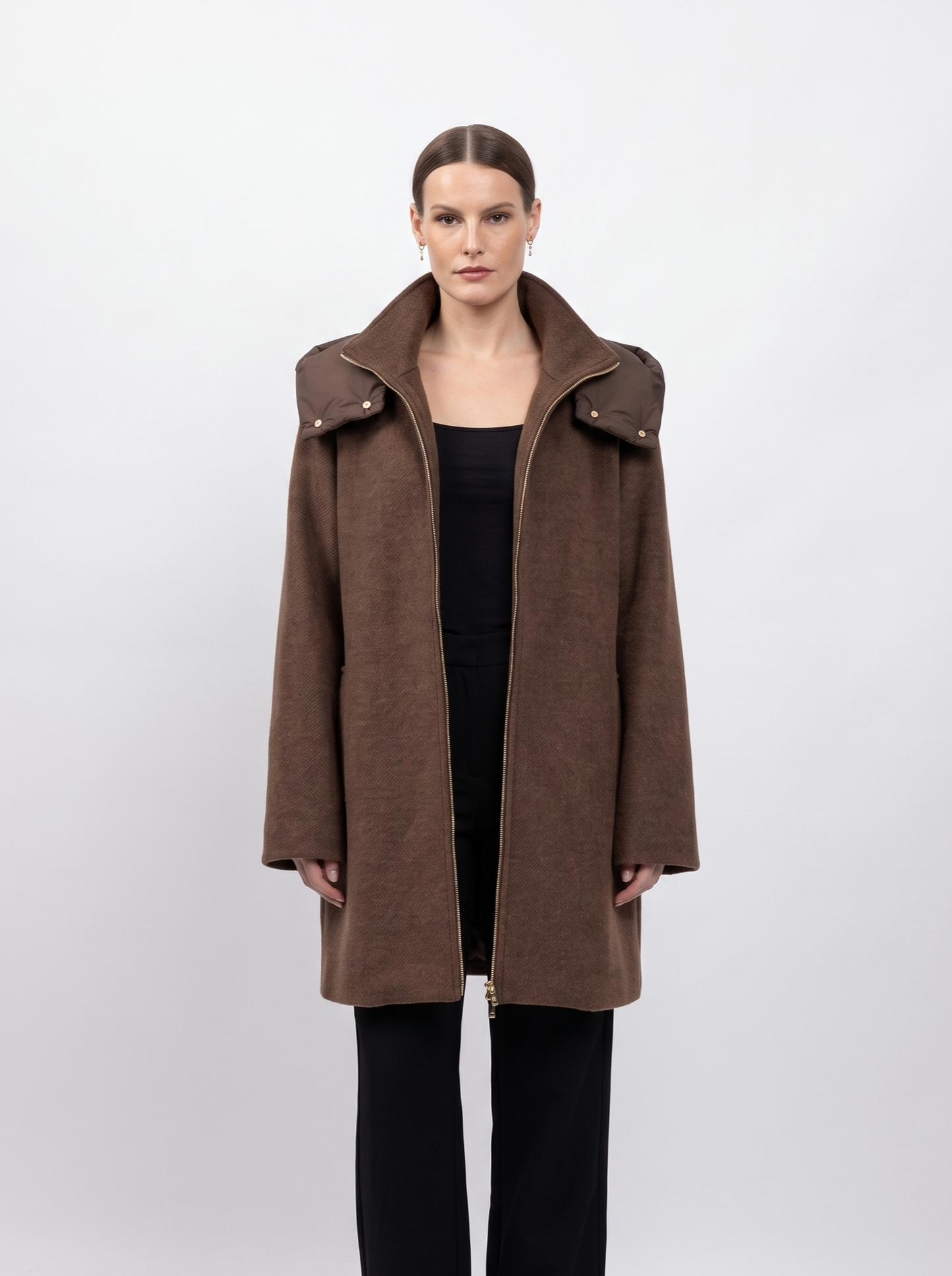 MANTEAU MI-LONG À CAPUCHE AMOVIBLE