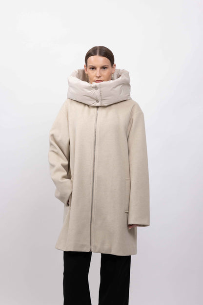 MANTEAU MI-LONG À CAPUCHE AMOVIBLE