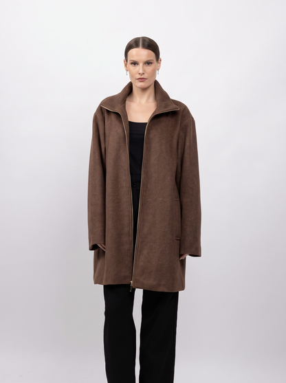 MANTEAU MI-LONG À CAPUCHE AMOVIBLE