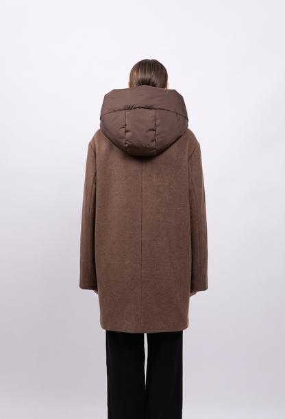 MANTEAU MI-LONG À CAPUCHE AMOVIBLE
