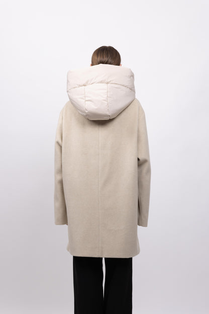 MANTEAU MI-LONG À CAPUCHE AMOVIBLE