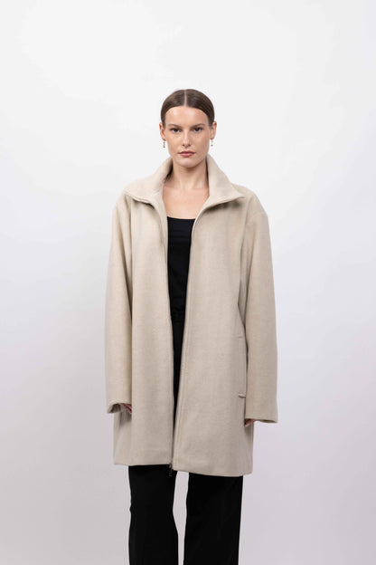 MANTEAU MI-LONG À CAPUCHE AMOVIBLE